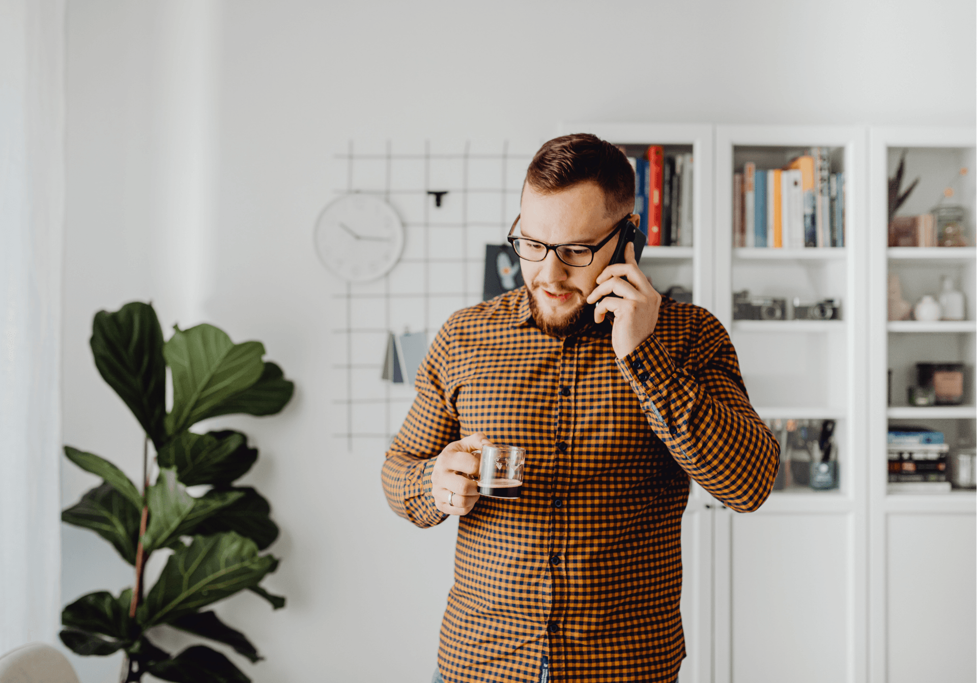 Professional on a call in a modern office